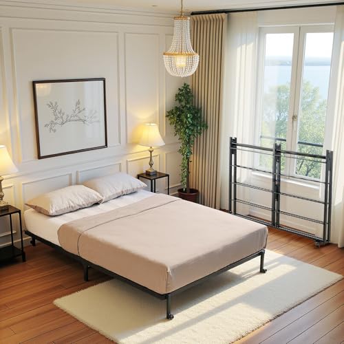 FetiNes Klappbett 140x200 cm Doppelbett Metallbett Gästebett faltbares Reisebett mit 4 Laufrollen Faltbett klappbar, Platz spart von FetiNes