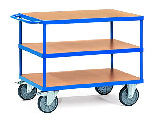 Fetra Transportgeräte mtpic2421 F 500 Regal Wagen mit Tablett, rechteckig, 3 270 mm, 585 mm, 900 mm, 1000 mm x 600 mm Plattform, 200 mm Rollen Durchmesser von Fetra