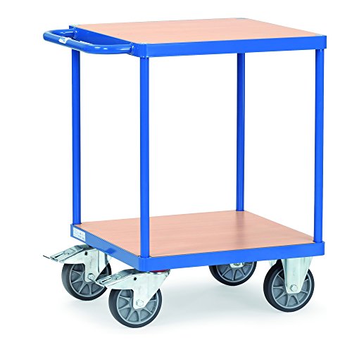 Fetra Transportgeräte mtpic2496 F 500 Regal Wagen mit Tablett, 2 quadratische, 228 mm, 860 mm, 600 mm x 600 mm Plattform, 160 mm Rollen Durchmesser von Fetra Transportgeräte