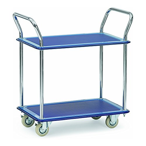 Fetra Ganzstahl-Tischwagen, 2 Ladeflächen, Traglast 120 kg, 1 Stück, 740 x 480 mm, blau, 3112 von Fetra
