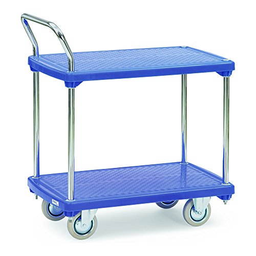 Fetra 3132 Kunststoff-Tischwagen, 2, Ladefläche 810 x 500 mm, L x B x H 815 x 540 x 890 mm, Traglast 200 kg, blau von Fetra