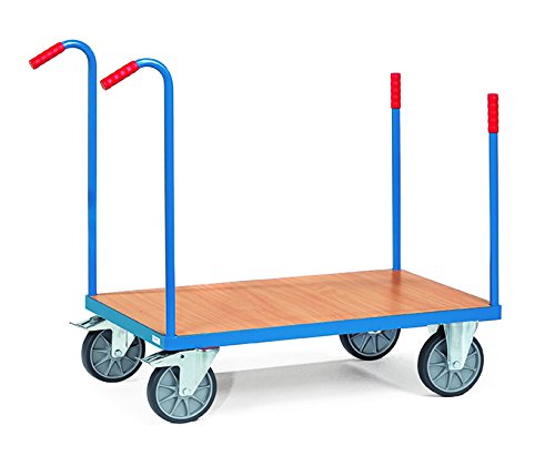 Fetra Plattformwagen - blau pulverbeschichtet - Ladefläche 1000x700 mm Rungenwagen Tragkraft 600 kg von Fetra