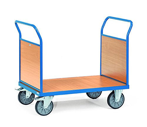 Fetra Plattformwagen - blau pulverbeschichtet - Ladefläche 1200x800 mm mit 2 Stirnwänden von Fetra