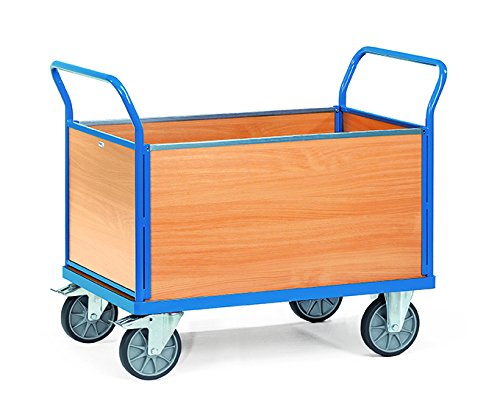 Fetra Plattformwagen - blau pulverbeschichtet - Ladefläche 850x500 mm 4 seitig geschlossen von Fetra