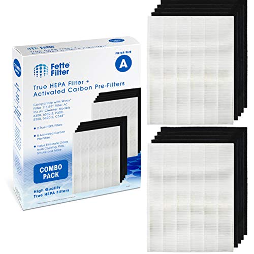 Fette Filter - 115115 Premium True HEPA H13 Filter kompatibel mit Winix Filter A 115115 Größe 21 Plasmawellen-Luftreiniger AM90 P300 5300 5500 5300-2 6300-2 6300 C909 9800 C535-2 Stück + 8 Stück Fette Filter - 115115 Premium True HEPA H13 Filter kompatibel mit Winix Filter A 115115 Größe 21 Plasmawellen-Luftreiniger AM90 P300 5300 5500 5300-2 6300-2 6300 C909 9800 C535-2 Stück + 8 Stück von Fette Filter