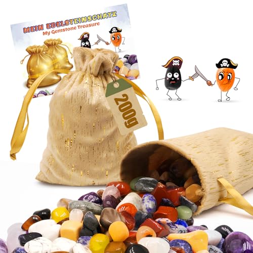 200g Edelsteine für Kinder, 8-20mm Glückssteine Edelsteine Ausgraben für Kinder, für Heilsteine Kindergeburtstag Trommelsteine, mit 1 Edelstein-Einführungskarte, 1 Stoffbeutel, 1 Aufbewahrungsbox 200g Edelsteine für Kinder, 8-20mm Glückssteine Edelsteine Ausgraben für Kinder, für Heilsteine Kindergeburtstag Trommelsteine, mit 1 Edelstein-Einführungskarte, 1 Stoffbeutel, 1 Aufbewahrungsbox von Fettwal