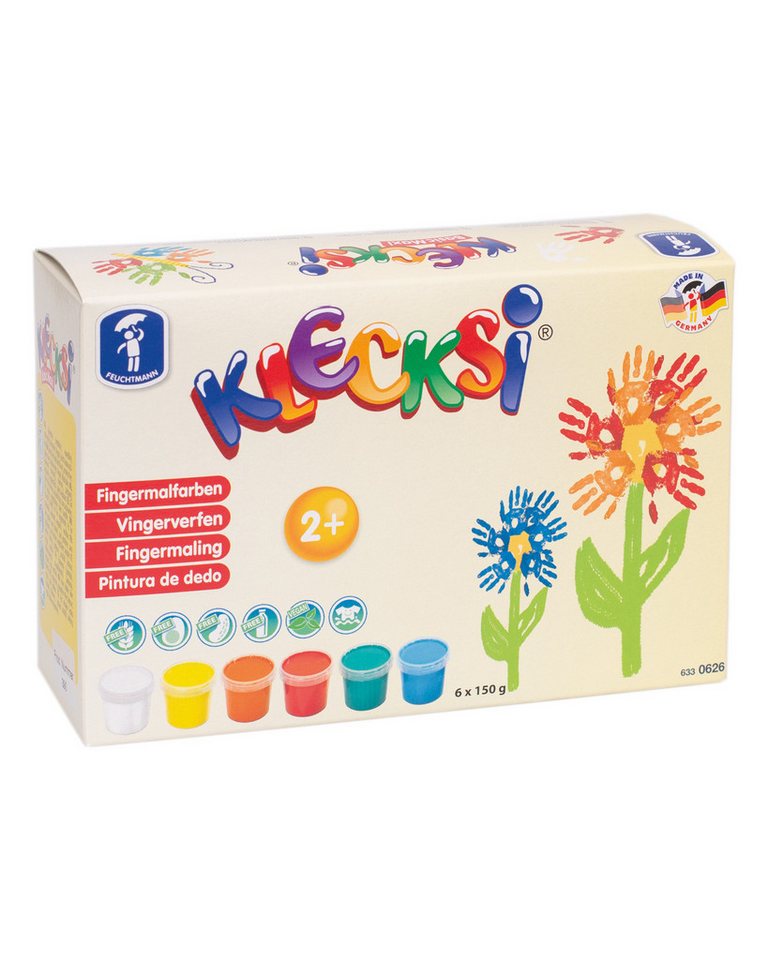 Feuchtmann Fingerfarbe KLECKSi Basic Maxi, 6 x 150g hautfreundliche Fingermalfarbe für Kinder von Feuchtmann