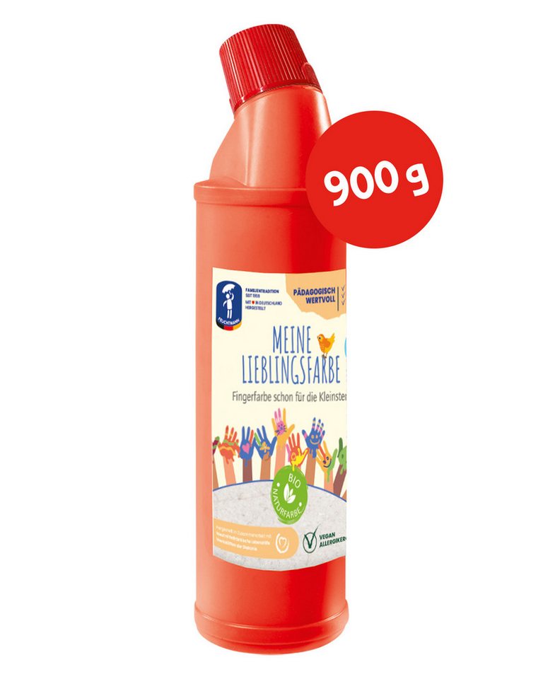 Feuchtmann Fingerfarbe MEINE LIEBLINGSFARBE Edu Bottle 900g, cremige Fingerfarbe Einzelflasche sichere Naturfarbe auf Wasserbasis von Feuchtmann