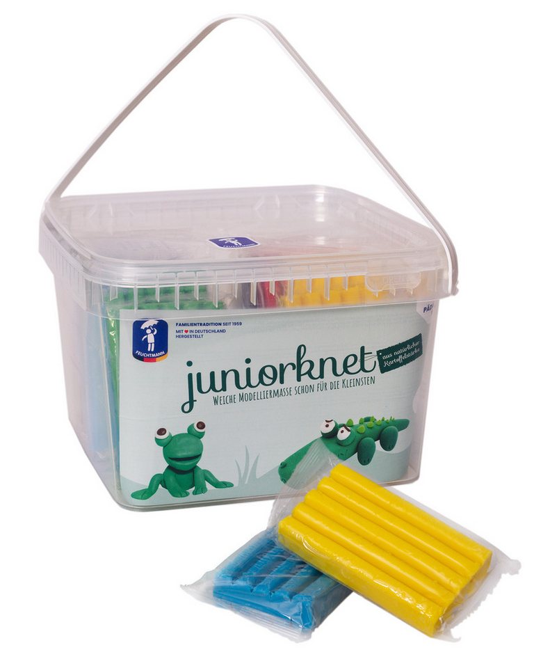 Feuchtmann Modelliermasse JUNiORKNET Edu Bucket (1-tlg), 14 x 100g vegane und glutenfreie Kinderknete nicht trocknend von Feuchtmann