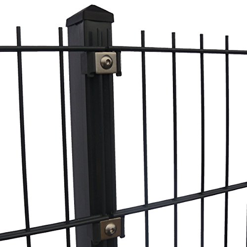 Doppelstabmattenzaun Höhe 1,83 m komplett Set 10 bis 40 m Anthrazit + Moosgrün (40 m, Anthrazit RAL 7016) von Feuer-Zaun