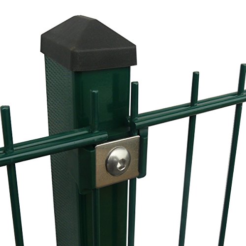 Doppelstabmattenzaun Höhe 2,03 m komplett Set 10 m bis 40 m Anthrazit oder Moosgrün (17,5 m, Moosgrün RAL 6005) von Feuer-Zaun