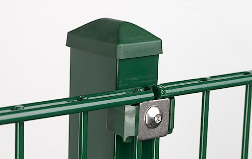 Doppelstabmattenzaun Moosgrün| 656 mit VA Klemmhalter von 10-60 Meter| 0,63m-2,03m Komplett Set | 103 cm-60 von Feuer-Zaun