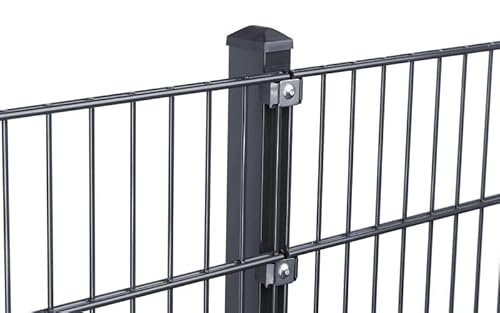 Doppelstabmattenzaun Set 868 Anthrazit| Stabmattenzaun | Mit VA Klemmhalter | Gartenzaun | Komplett Set | 183 cm-27.5 von Feuer-Zaun