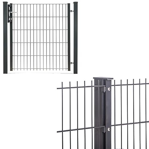 Doppelstabmattenzaun mit Tor | 656 Anthrazit | Pfosten mit Leiste | Gartentor Tor | Stabmattenzaun | 83 cm-40 Doppelstabmattenzaun mit Tor | 656 Anthrazit | Pfosten mit Leiste | Gartentor Tor | Stabmattenzaun | 83 cm-40 von Feuer-Zaun