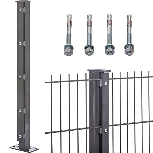 Doppelstabmattenzaun zum Aufdübeln 656 in Anthrazit | Gartenzaun | Stabmattenzaun | mit Fußplatte 300mm | 20-83 cm Doppelstabmattenzaun zum Aufdübeln 656 in Anthrazit | Gartenzaun | Stabmattenzaun | mit Fußplatte 300mm | 20-83 cm von Feuer-Zaun