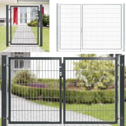 Hoftor 1 und 2 Flügelig | Toranlage Anthrazit | Gartentor | Doppelstabmattenzaun | Flügeltor | 103 cm-1 von Feuer-Zaun