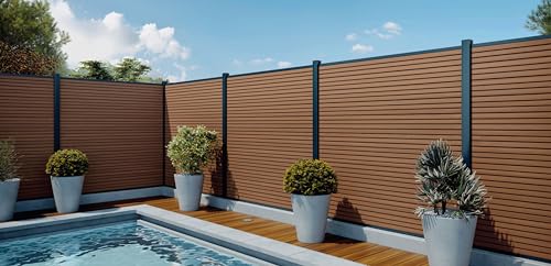 WPC Sichtschutzzaun Premium Modern Rhombus Teak 150mm Gartenzaun | Konfigurierbar | Komplettset 180 cm-3.6 von Feuer-Zaun