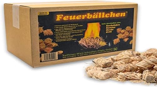 Feuerbällchen, Grillanzünder, Kaminanzünder, Anzündhilfe (Ökologische Anzündwolle aus Naturprodukten, zum Anzünden der Grillkohle, Lagerfeuers oder Kamins) 7,5 kg Schachtel von Feuerbällchen
