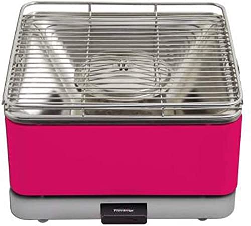 Feuerdesign® TEIDE Holzkohle-Tischgrill Fuchsia Pink | mit wiederaufladbarem Lüfter-Motor für rauchfreien Grillspaß | Premium Holzkohlegrill inklusive Grillzange und komfortabler Tragetasche von Feuerdesign