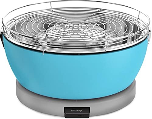 Feuerdesign Grill Vesuvio, Ø33cm, blau, für Holzkohle, mit Grillzange (9329916752) von Feuerdesign