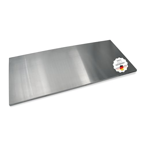 Arbeitsplatte Knetbrett Edelstahl [110x50 cm] - Für Kneten, Schneiden & Backen - Küchenplatte mit Anschlagkante - Auch als Nudelbrett, Backbrett, Teigbrett - Schneidebrett Platte Küche von Feuerfest 123 GmbH