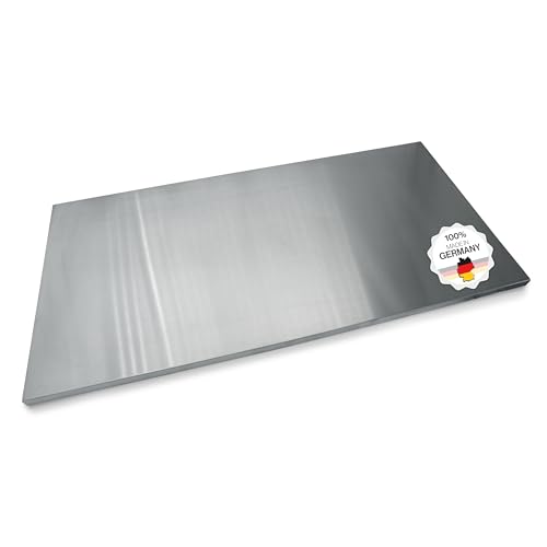 Arbeitsplatte Knetbrett Edelstahl [100x50 cm] - Für Kneten, Schneiden & Backen - Küchenplatte mit Anschlagkante - Auch als Nudelbrett, Backbrett, Teigbrett - Schneidebrett Platte Küche von Feuerfest 123 GmbH