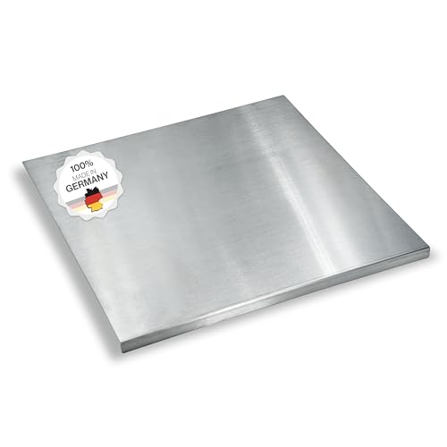 Arbeitsplatte Knetbrett Edelstahl [50x50 cm] - Für Kneten, Schneiden & Backen - Küchenplatte mit Anschlagkante - Auch als Nudelbrett, Backbrett, Teigbrett - Schneidebrett Platte Küche von Feuerfest 123 GmbH