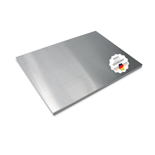 Arbeitsplatte Knetbrett Edelstahl [70x50 cm] - Für Kneten, Schneiden & Backen - Küchenplatte mit Anschlagkante - Auch als Nudelbrett, Backbrett, Teigbrett - Schneidebrett Platte Küche von Feuerfest 123 GmbH