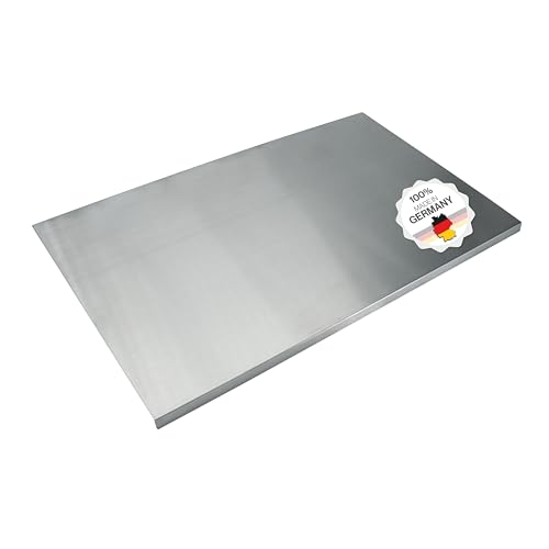 Arbeitsplatte Knetbrett Edelstahl [80x50 cm] - Für Kneten, Schneiden & Backen - Küchenplatte mit Anschlagkante - Auch als Nudelbrett, Backbrett, Teigbrett - Schneidebrett Platte Küche von Feuerfest 123 GmbH