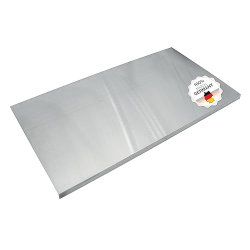 Arbeitsplatte Knetbrett Edelstahl [90x50 cm] - Für Kneten, Schneiden & Backen - Küchenplatte mit Anschlagkante - Auch als Nudelbrett, Backbrett, Teigbrett - Schneidebrett Platte Küche von Feuerfest 123 GmbH