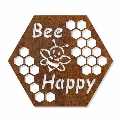 Feuerfest 123 Deko-Schild Bee Happy I 25x28 cm I Stilvolles Gartenschild zum Aufhängen I Hochwertige Edelrost-Gartendeko aus Cortenstahl I Robustes Garten-Schild aus präziser Handarbeit Feuerfest 123 Deko-Schild Bee Happy I 25x28 cm I Stilvolles Gartenschild zum Aufhängen I Hochwertige Edelrost-Gartendeko aus Cortenstahl I Robustes Garten-Schild aus präziser Handarbeit von Feuerfest 123 GmbH