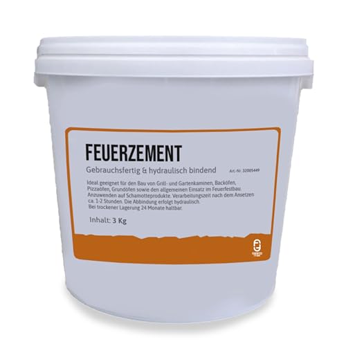 Feuerfest 123 - Feuerzement [Menge 3 kg] - Für Kaminöfen, Öfen & Grills - Feuerfester Zement 1.400 °C hitzebeständig - hydraulische Abbindung - Feuerfester Beton Feuerbeton auch für Schamotte von Feuerfest 123 GmbH