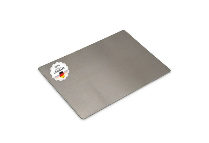 Feuerfest 123 GmbH Schneidebrett Edelstahl rostfrei - Hygienisch, Plastikfrei, Spülmaschinengeeignet, (Made in Germany), Ideal für die Küche zum schneiden von Fisch, Fleisch & Gemüse von Feuerfest 123 GmbH