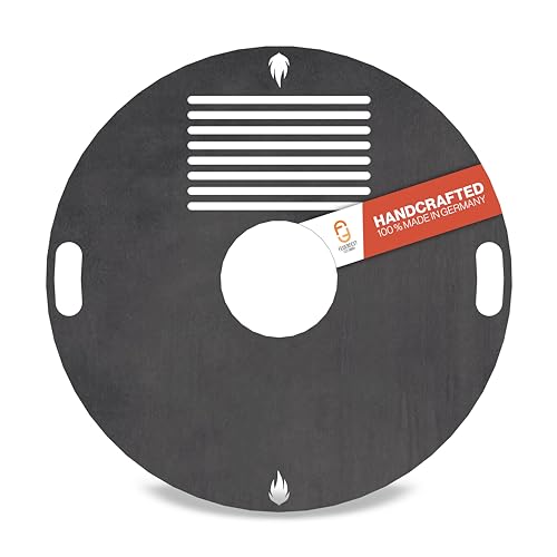 Feuerfest 123 Grillplatte rund I Ø 60cm I Feuerplatte aus Feinkorn-Stahl I Massive Plancha-Platte mit 4mm Stärke I Grillaufsatz für Feuerschale, Feuertonne, BBQ-Grilltonne & Kugelgrill von Feuerfest 123 GmbH