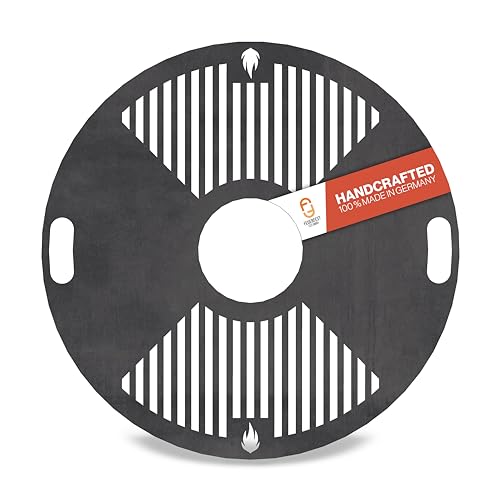 Feuerfest 123 Grillplatte rund I Ø 60cm I Feuerplatte aus Feinkorn-Stahl I Massive Plancha-Platte mit 4mm Stärke I Grillaufsatz für Feuerschale, Feuertonne, BBQ-Grilltonne & Kugelgrill von Feuerfest 123 GmbH