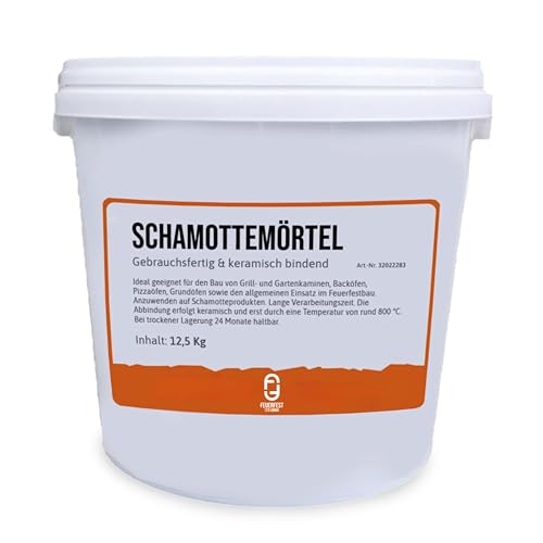 Feuerfest 123 - Schamottemörtel [Menge 12,5 kg] - Für Kaminöfen, Öfen & Grills - Feuerfester Mörtel 1.450 °C hitzebeständig - keramische Abbindung - Kaminmörtel Reparaturmörtel für Schamotte von Feuerfest 123 GmbH