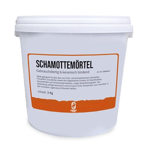 Feuerfest 123 - Schamottemörtel [Menge 3 kg] - Für Kaminöfen, Öfen & Grills - Feuerfester Mörtel 1.450 °C hitzebeständig - keramische Abbindung - Kaminmörtel Reparaturmörtel für Schamotte von Feuerfest 123 GmbH