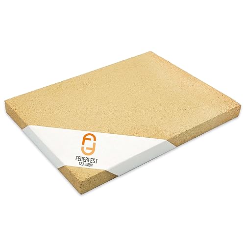 Feuerfest 123 - Schamotteplatten - Für Kaminöfen, Öfen & Grills - Schamottsteine 1.400 °C hitzebeständig - Lebensmittelecht für Pizzaofen - Schamotte Speichersteine Wärmespeicherung [300x200x30 mm] von Feuerfest 123 GmbH