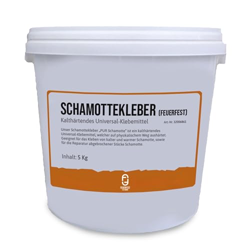 Feuerfest 123 - Schamottkleber feuerfest [Menge 5 kg] - Für Schamottsteine - Kleber 1.350 °C hitzebeständig - Reparieren, Kleben, Fixieren - Hochtemperaturkleber Kaminkleber Ofenkleber von Feuerfest 123 GmbH