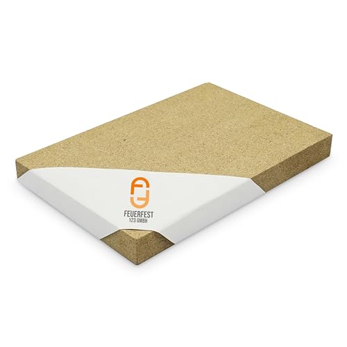 Feuerfest 123 - Vermiculite Platte [300x200x60 mm] - Für Kaminöfen - Schamotte Ersatz für Feuerraum Auskleidungen - 1.150 °C hitzebeständig - Alternative für Schamottsteine - Brandschutzplatte Kamin von Feuerfest 123 GmbH