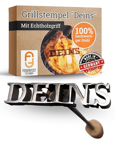 Feuerfest 123 Brennstempel mit Deins-Motiv I 8,2 x 1,8 x 35 cm I Hochwertiger Grill-Stempel aus robustem Stahl I Stilvoller Prägestempel mit Holzgriff I Brandeisen Männer von Feuerfest 123 GmbH