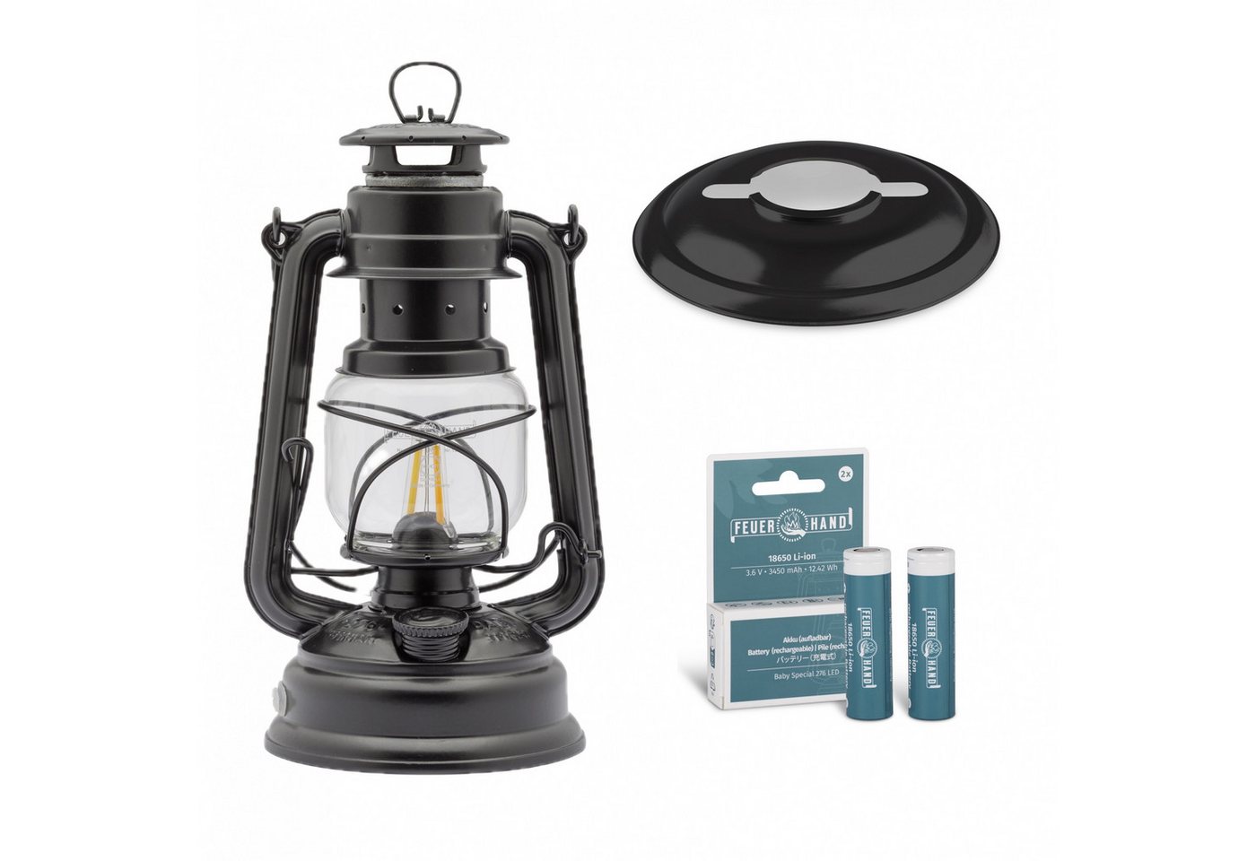 Feuerhand Gartenleuchte Feuerhand LED Laterne Baby Special 276 Matt Black Set inkl. Akku und von Feuerhand