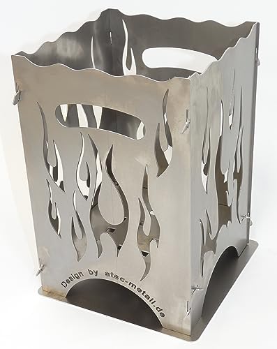 Feuerkorb | Feuertonne | Feuerschale aus Stahl eckig 30x22x23cm Stecksystem rustikal (Flamme h=30 cm) von Feuerkorb