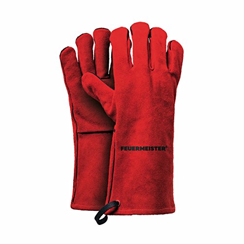 Feuermeister Premium BBQ Grillhandschuhe Gr. 10 in der Farbe Rot aus Rindspaltleder, Länge: 33cm, 50173615B von Feuermeister