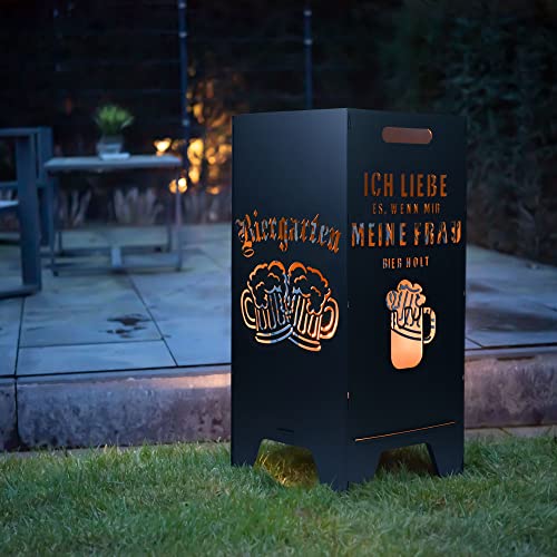 FEUERTONNEN BERTLING® Feuertonne Mit Lustigem Motiv | Stabiles Stecksystem Mit Tragegriffen | Robust & Aus Hochwertigem Stahl | Für Eine Knisternde Gemütlichkeit In Deinem Garten (78cm Biergarten) von Feuertonnen Bertling