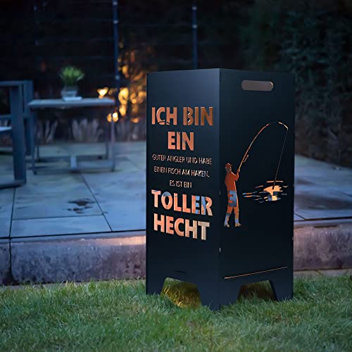 FEUERTONNEN BERTLING® Feuertonne Mit Maritim Motiv | Stabiles Stecksystem Mit Tragegriffen | Robust & Aus Hochwertigem Stahl | Für Eine Knisternde Gemütlichkeit In Deinem Garten (78cm toller Hecht) von Feuertonnen Bertling