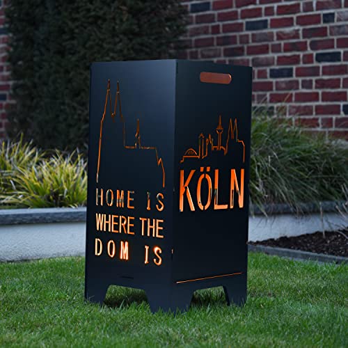 FEUERTONNEN BERTLING® Feuertonne Mit Stadtmotiv | Stabiles Stecksystem Mit Tragegriffen | Besonders Robust & Aus Hochwertigem Stahl | Für Eine Knisternde Gemütlichkeit In Deinem Garten (78cm Köln) von Feuertonnen Bertling