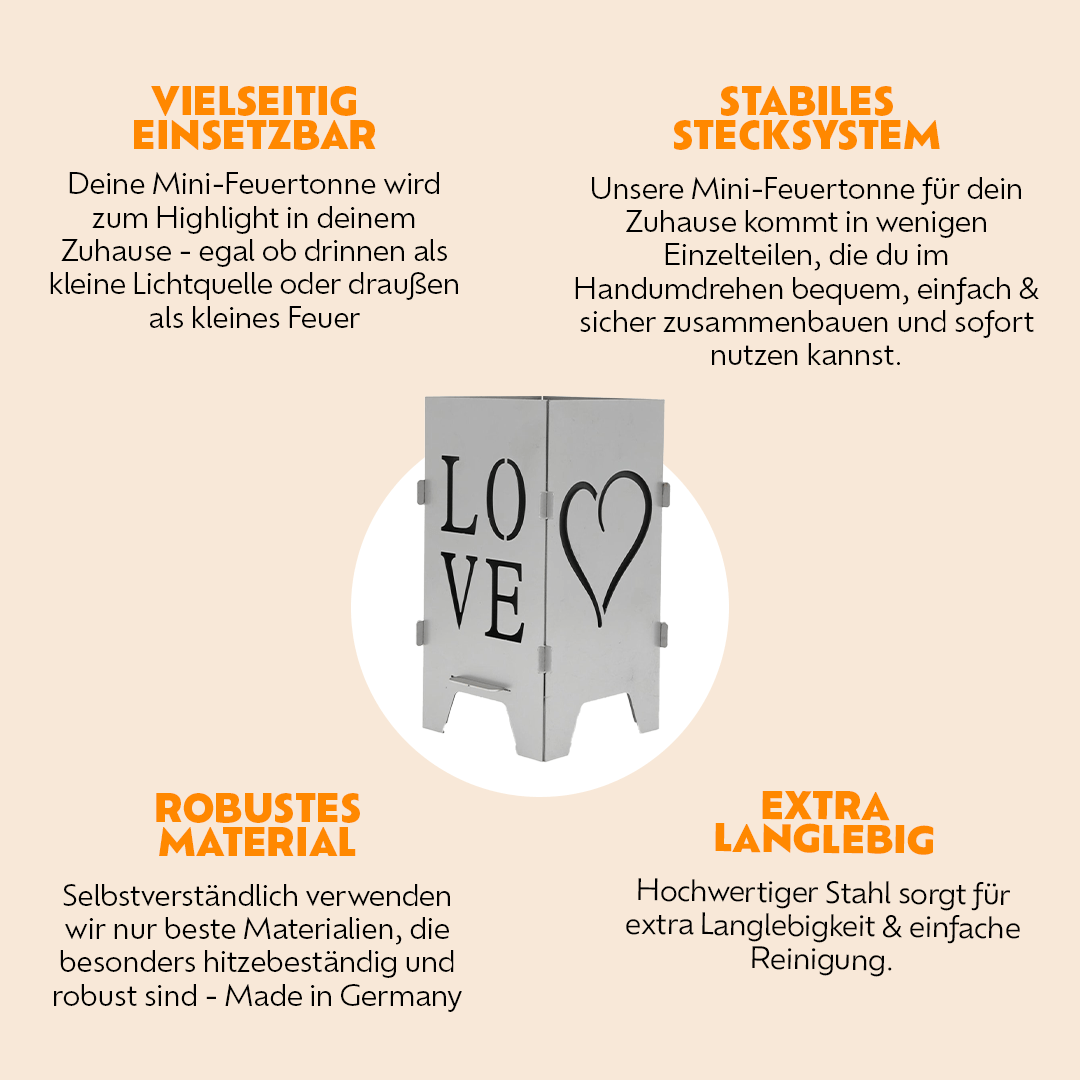 Mini Feuertonne "LOVE" von Feuertonnen Bertling