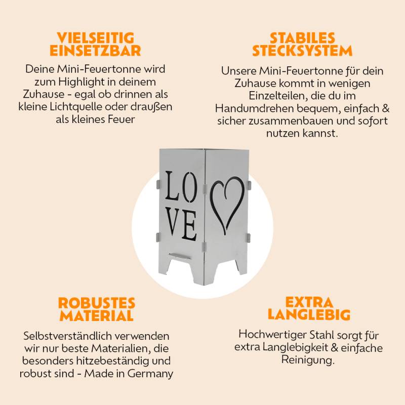Mini Feuertonne "LOVE" von Feuertonnen Bertling