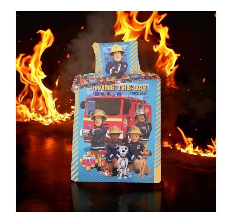 Feuerwehrmann Sam Babybettwäsche Feuerwehrmann Sam "SAVING THE DAY" Bettwäsche 100+135 cm + 40x60 cm von Feuerwehrmann Sam